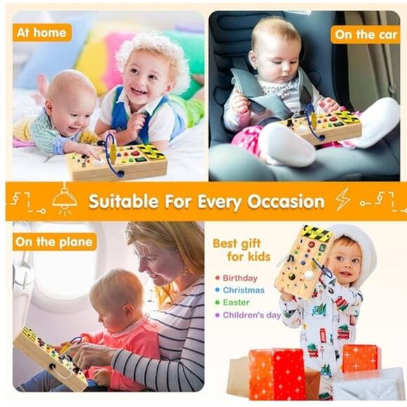 Montessori Wooden Busy Switch Circuit Board LED Light Switches Sensory Toys New - Picture 5 of 5